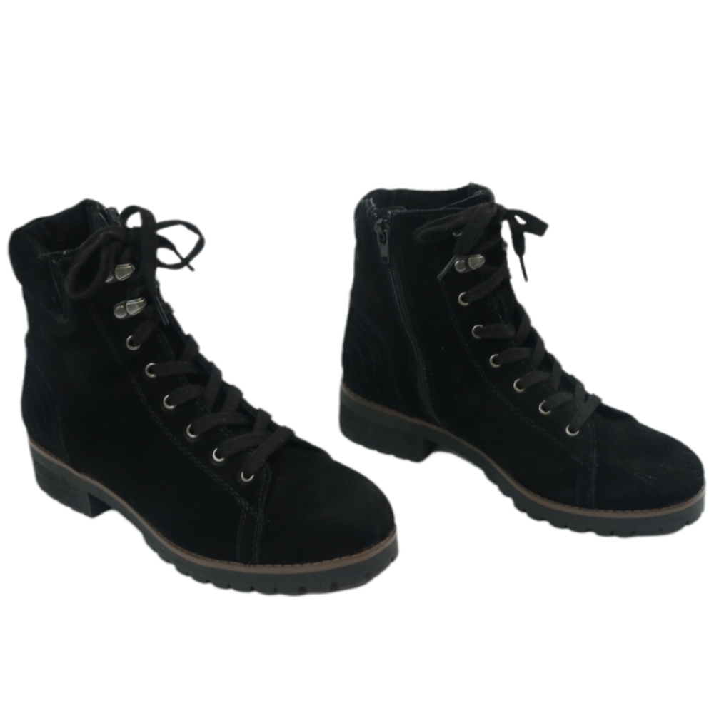 Crown Vintage Black Suede Leather Otter Combat Boots - Picture 1 of 8